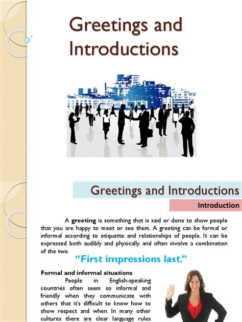 Lesson 1: Greetings and Introductions .
